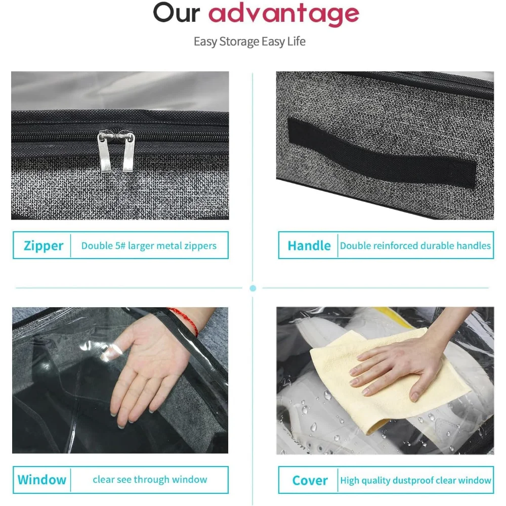 Carvallo Skoförvaringslåda | Underbäddsförvaring för 12 par | Fällbar & Dammtät | Med fönster Carvallo