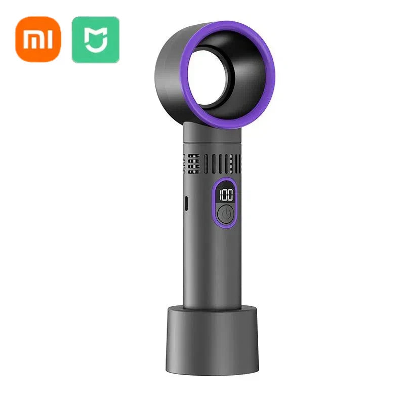 Carvallo Bladeless Handfläkt med Digitaldisplay | 100-Stegs Vindkraft | USB-laddning & 3000mAh Batteri | Bärbar Turbofläkt Carvallo