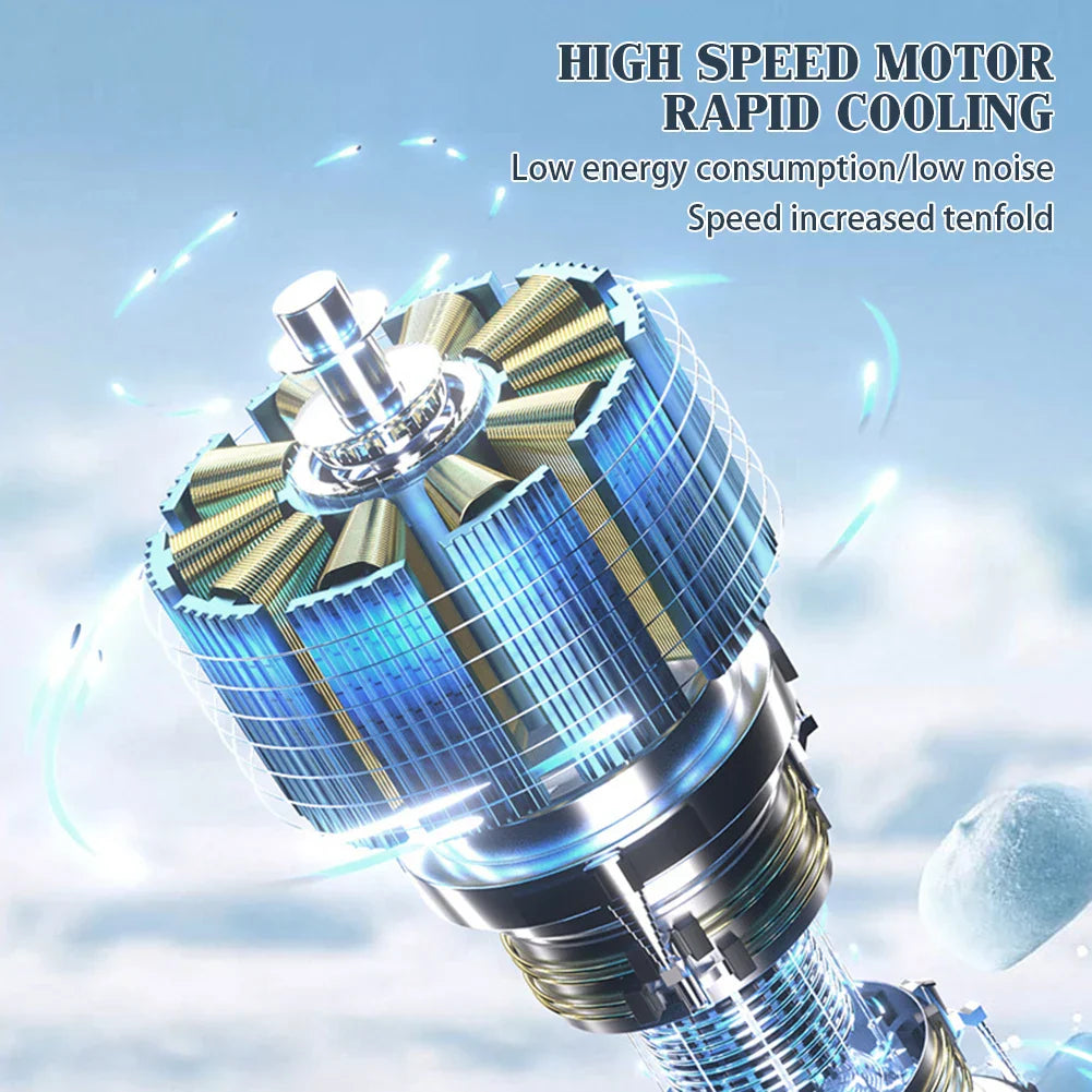 Carvallo Mini Handfläkt | 100 Vindsteg & Digitaldisplay | Fällbar & USB-uppladdningsbar | 4000 mAh batteri Carvallo