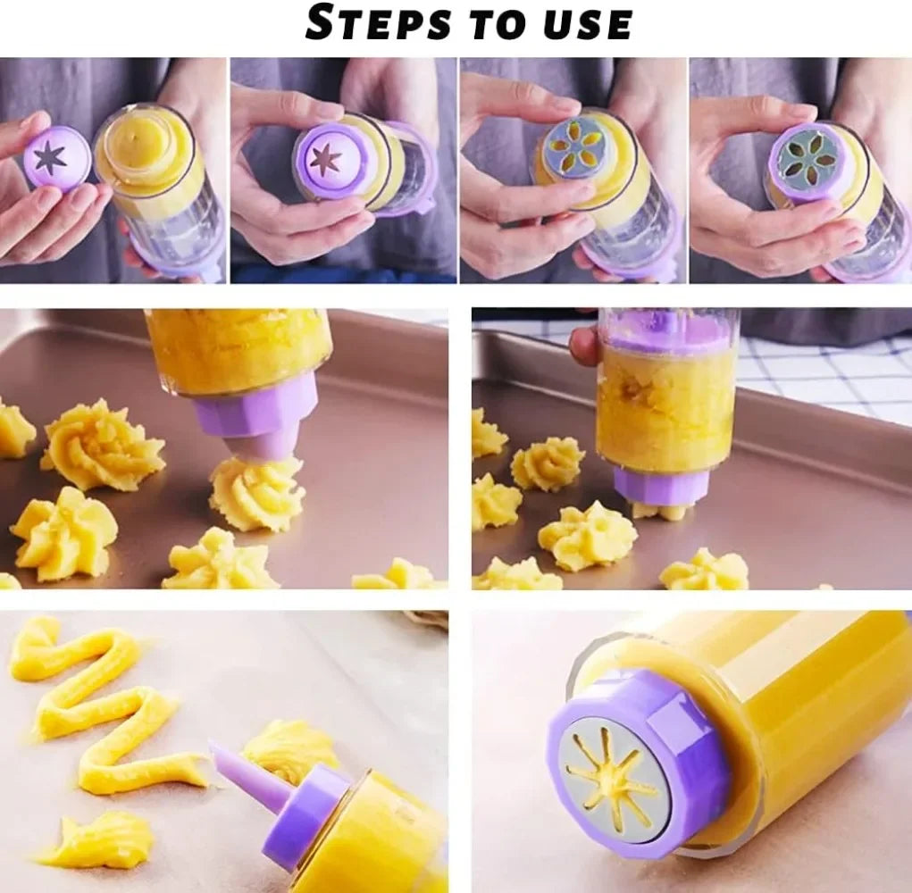 Carvallo DelightPress Butterkexpress & Spritzkak-set | Med munstycken & formar | För kakor, grädde & tårtdekor | Ergonomiskt grepp Carvallo