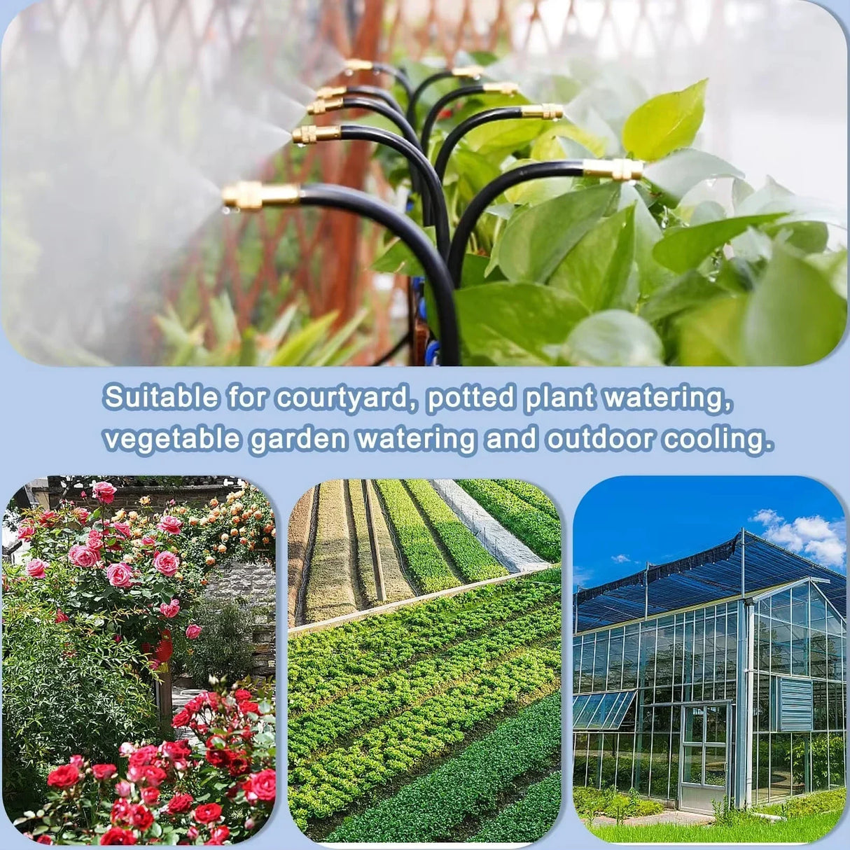 Carvallo Pro360 Automatiskt bevattningssystem 20 m | 360° Justerbara sprutmunstycken | DIY dimbevattningsset | För trädgård, grönsaksland och terrass Carvallo