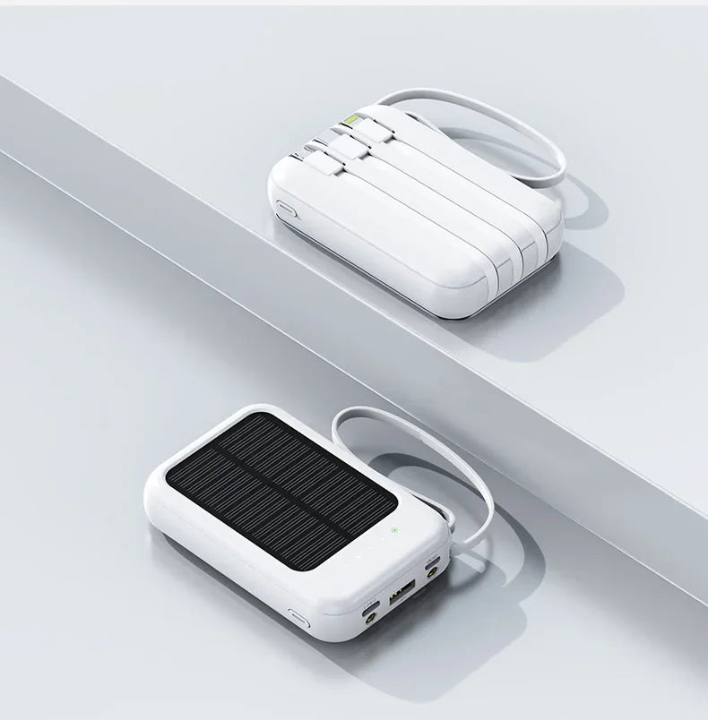 Carvallo-Powerbank Solivon Core 20K | 20.000 mAh | Med integrerade kablar & LED-lampa | För iPhone, Samsung, Xiaomi & mer Carvallo