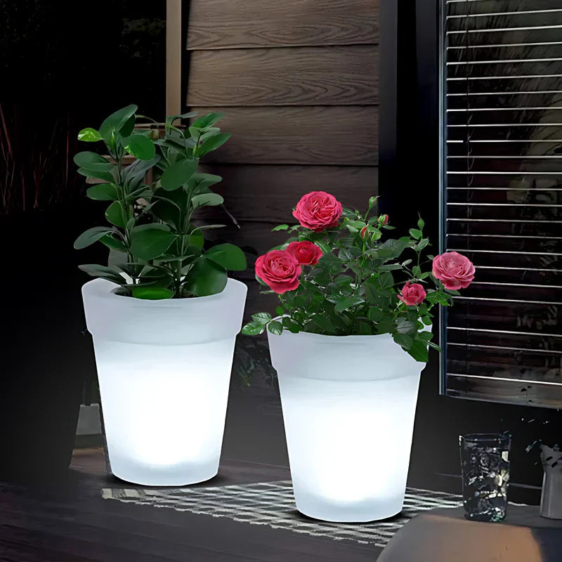 Carvallo GlowPot Solkruka med LED-belysning | Lysande kruka för trädgård & balkong | Vattentät & Återuppladdningsbar Carvallo