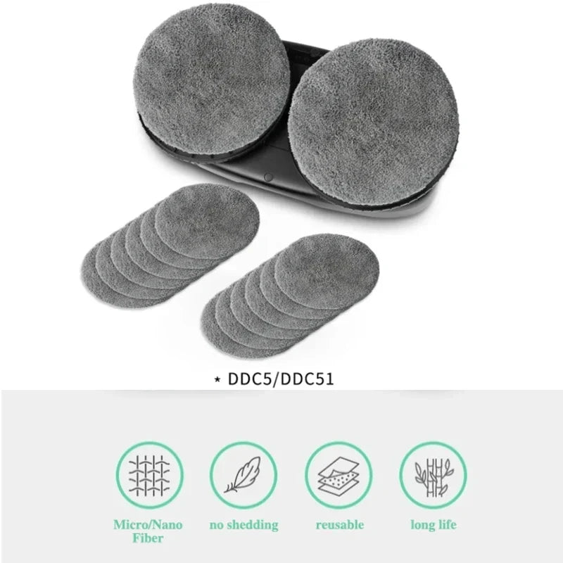 Carvallo-Mop-Pads GlassPurex | Tvättbar & Återanvändbar | Kompatibel med HUTT DDC5/DDC55 Fönsterputsare | Mikrofiber-Rengöringsdukar Carvallo