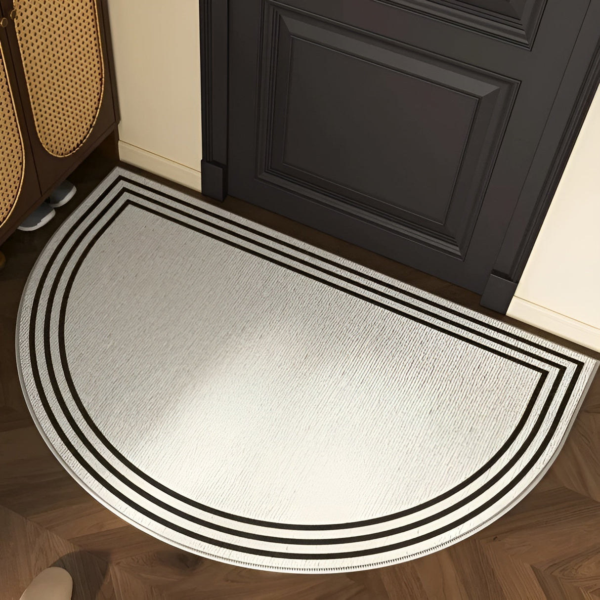 Halvkrets dörrmatta – Halkfri och dekorativ | För inomhus- och utomhusbruk, hall och vardagsrum Carvallo