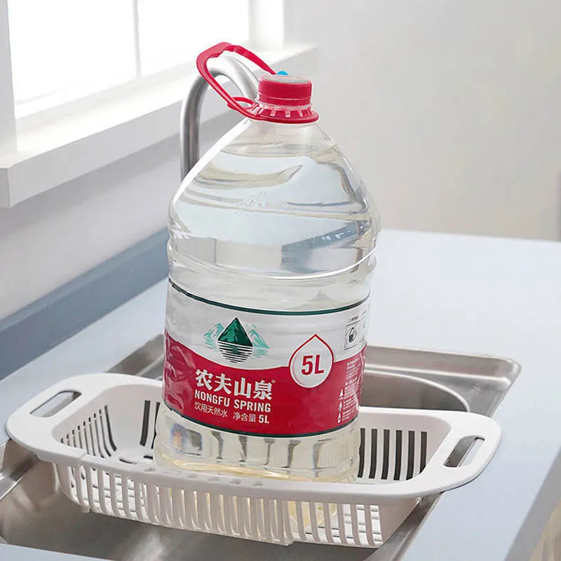 Carvallo Utdragbar diskställ | Justerbar sil för diskho | Avtorkningsställ & tvättkorg för frukt, grönsaker & tallrikar Carvallo