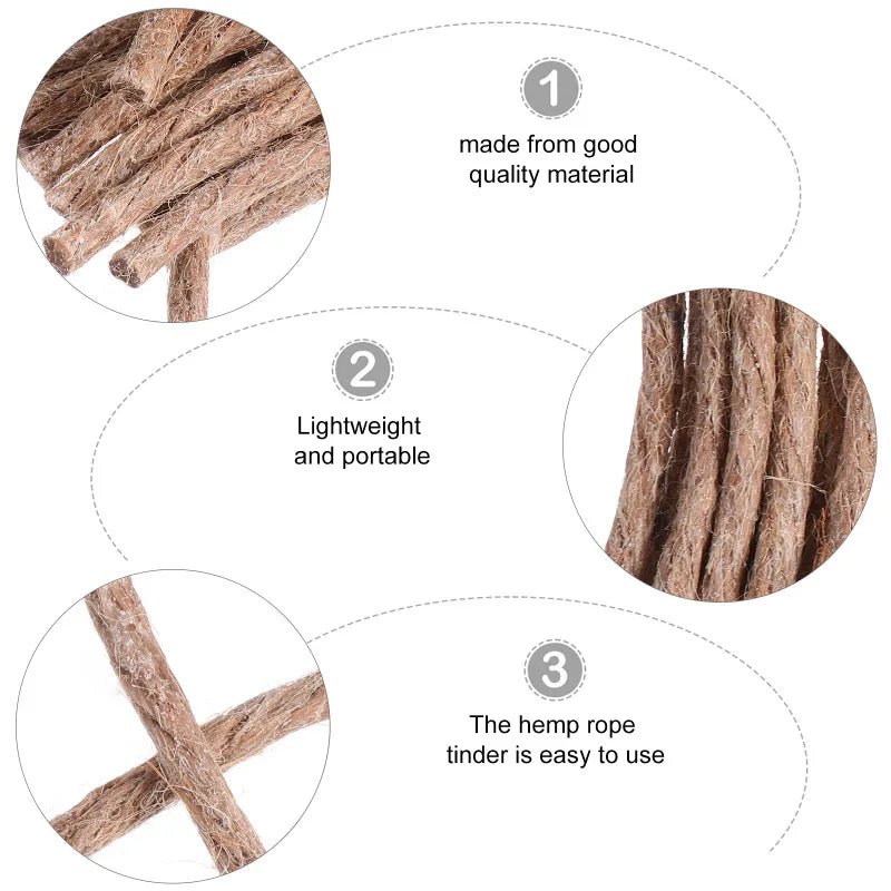 Carvallo Dochte FireLoom Natur | 10-pack hamprep | För utomhus, bushcraft & camping | Vattenavvisande & omedelbart antändbar Carvallo