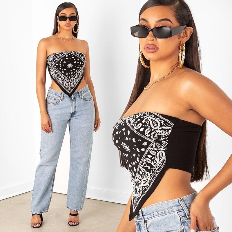 Tube Crop Bandana toppar-Clothes for women-Hemnix-Hemnix