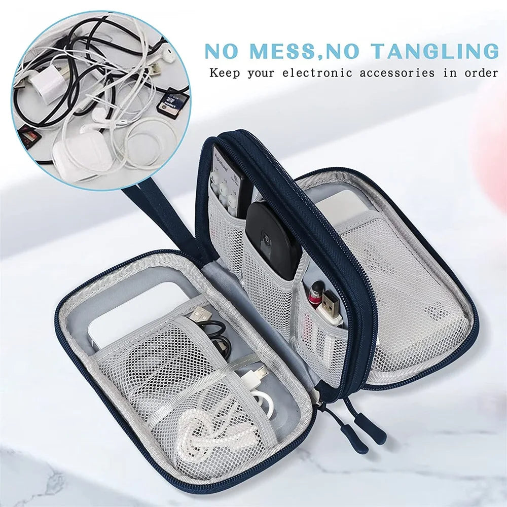 Carvallo PackSafe Elektronik Organizer Väska | 2-lager & vattentät | För kablar, laddare, USB & tillbehör | Kompakt & bärbar Carvallo