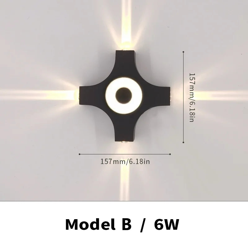 Carvallo WallBeam LED vägglampa utomhus & inomhus | IP66 vattentålig | Varma vita ljus | 4W/5W/6W | Svart Carvallo