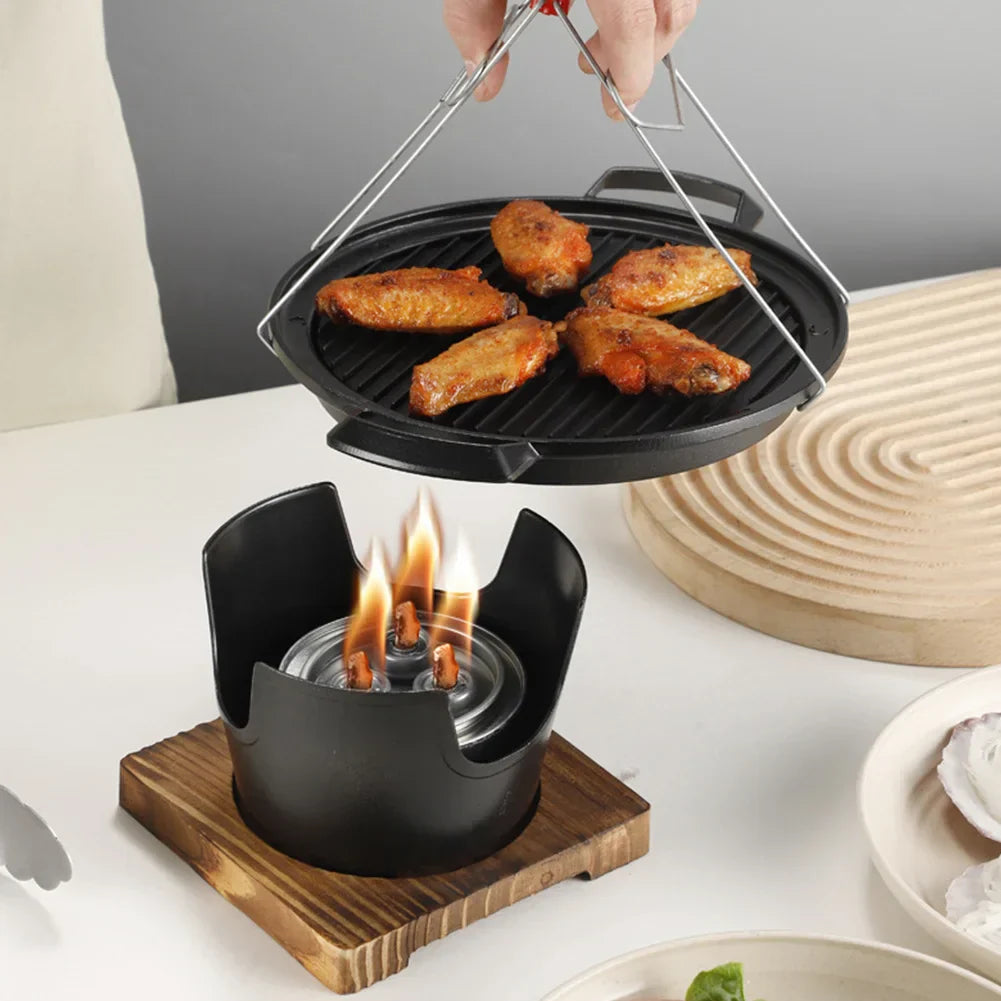 Carvallo Japanesisk Mini-Grill med Alkoholkamin | Bärbar Bordsg grill utan rök | Kompakt och beläggningsfri | För Camping och Balkong Carvallo