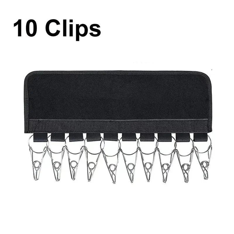 Carvallo Fällbar klädhängare med 10 rostfria klämmor | Hatt- & handdukshängare | Rostfritt & platsbesparande | Svart Carvallo