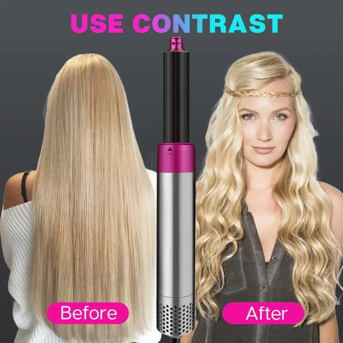 Royallure 5-i-1 Hårföna Styler – Blåsa-torr, Locka, Raka, Volymisera, Frizz-fri ION Finish Carvallo