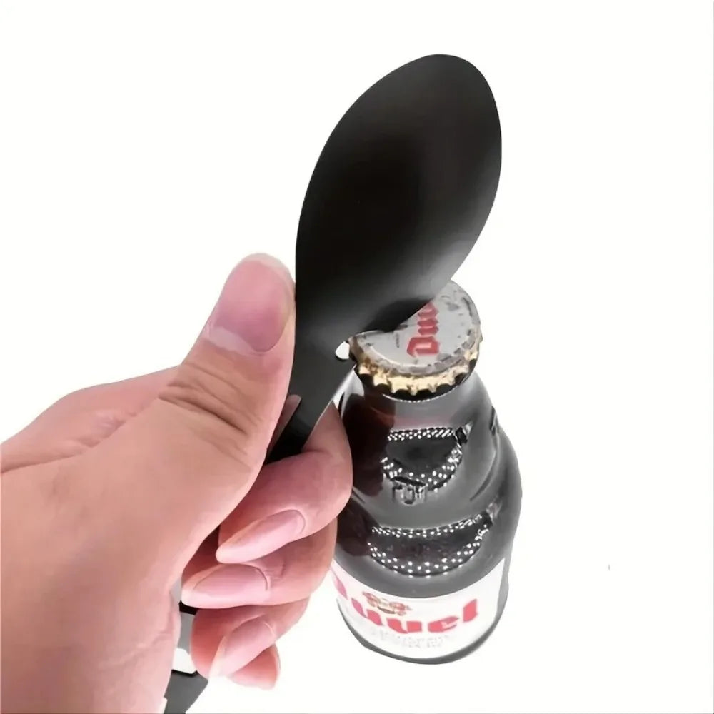 Carvallo Pro | 6-i-1 rostfritt camping-spork | Gaffel, sked, grävverktyg & självförsvar | Ultr lätt & kompakt | För utomhus & överlevnad Carvallo