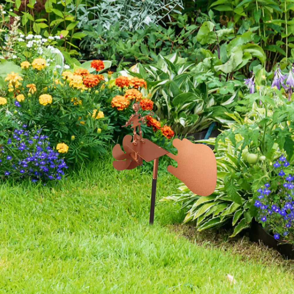 Carvallo Metall Vindspel Gitarr | Handgjord Vindskulptur | Rock Dekor för Trädgård & Terrass | 28 × 17 cm Carvallo