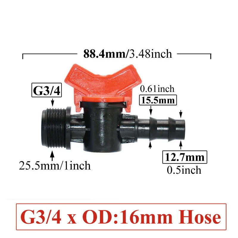Carvallo FlowTura ConnectPro | Mini-kula ventil med slanganslutning och gänga | För trädgård, PE-slang och droppbevattning Carvallo