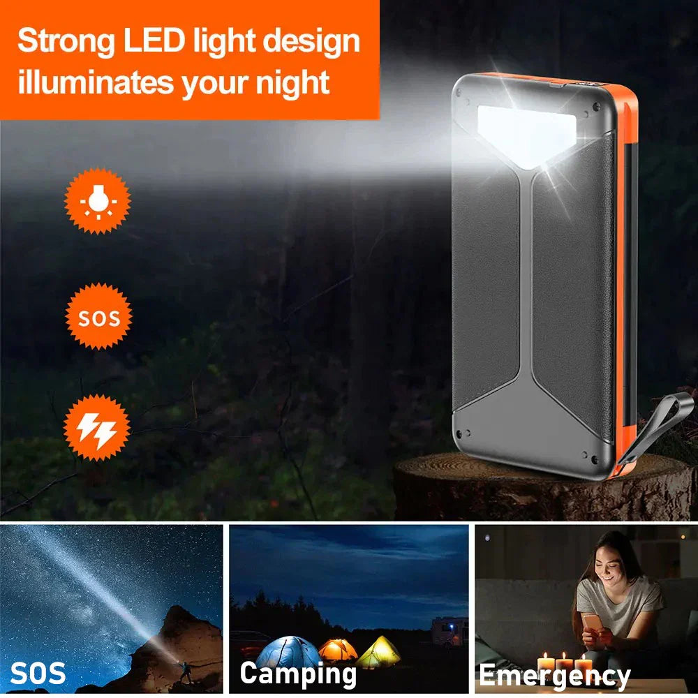 Carvallo Powerbank VoltMate Flip 15W | 10.000/20.000mAh | Trådlös Qi-laddning | Solpanel hopfällbar | Vattentålig & Stöttålig Carvallo