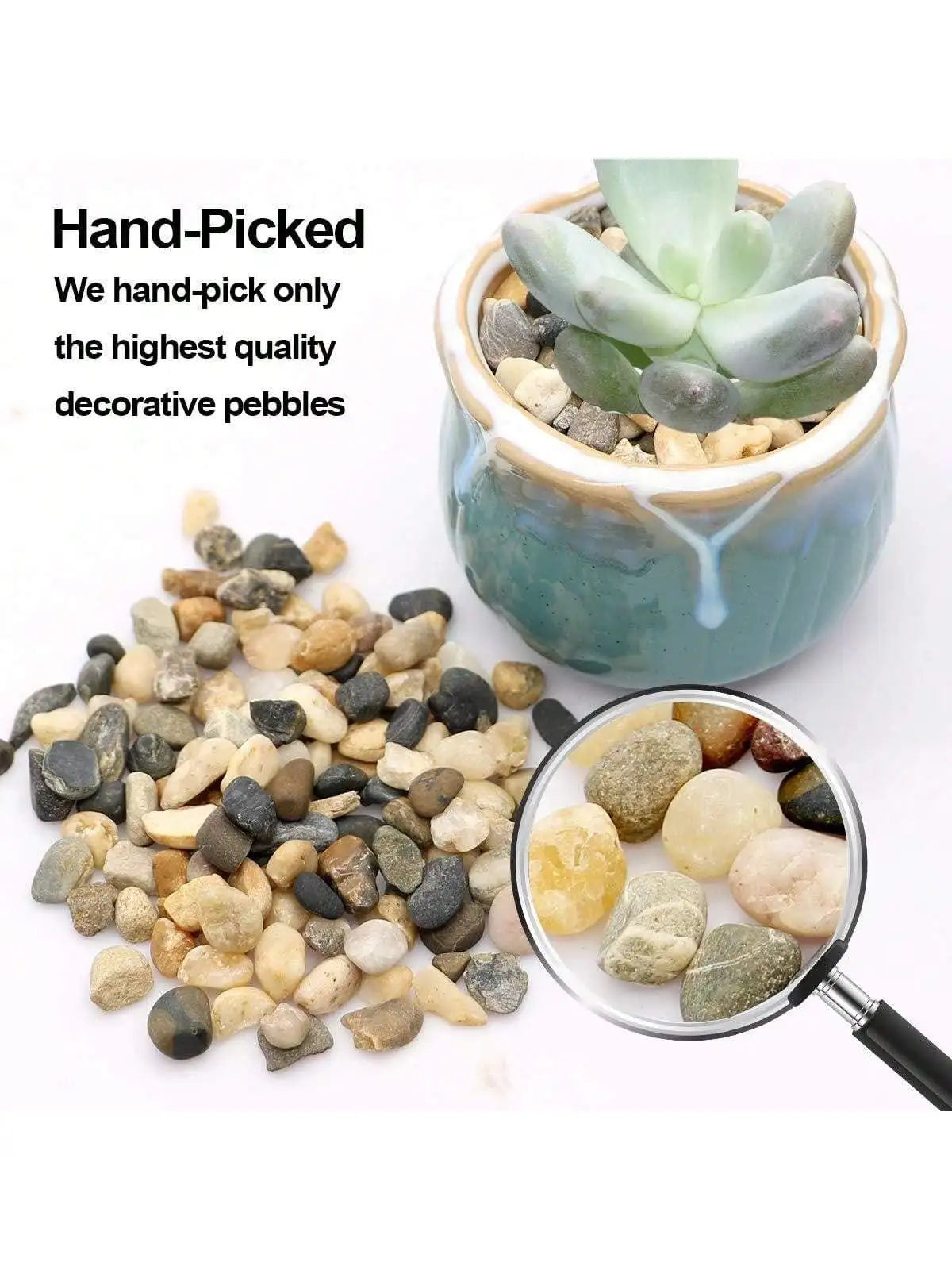 Carvallo ColorMix Dekorativa Natur-Kiselstenar i blandade färger | Smyckestenar för akvarium, trädgård och växtbehållare | Flodkisel för markbeläggning Carvallo