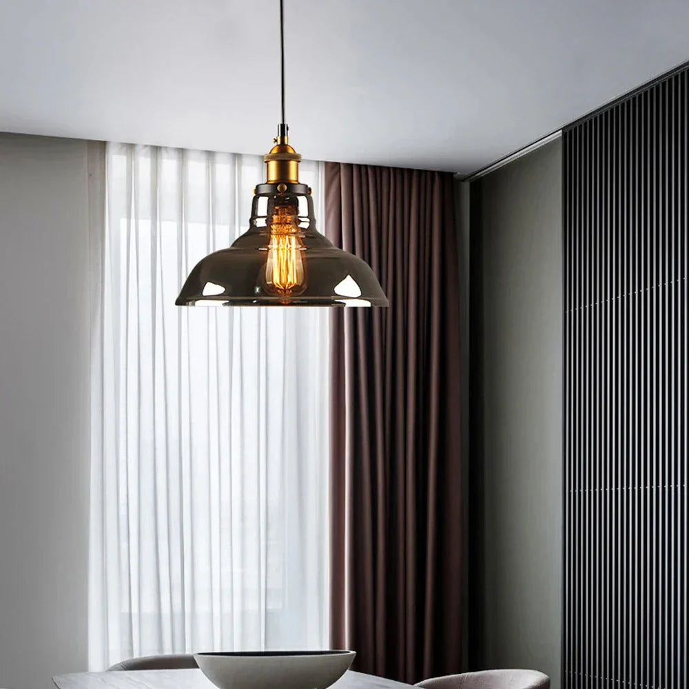 Industriell Glas Pendellampa – Retro Hängande Armatur för Hem & Bar Carvallo