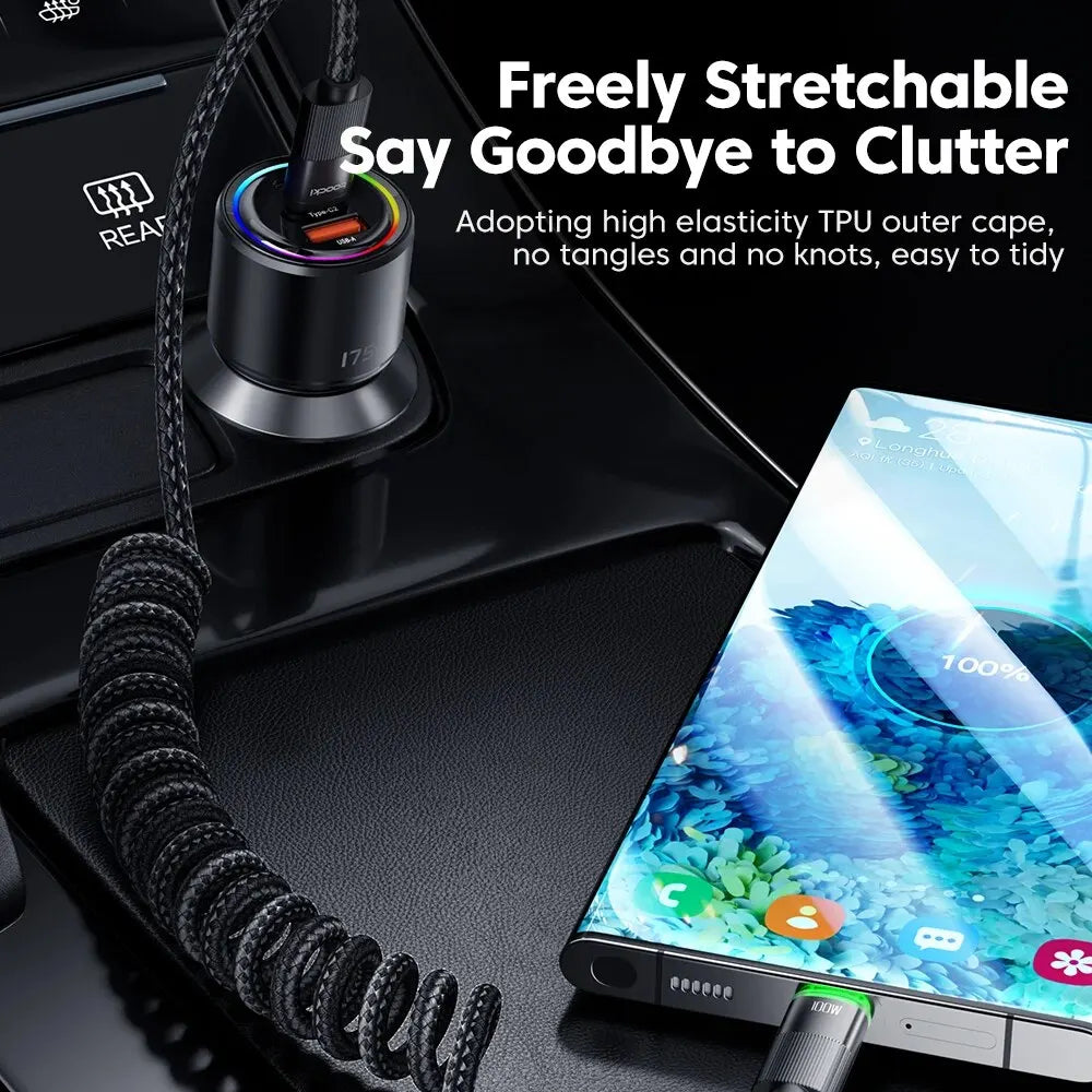 Carvallo-C på Carvallo-C Kabel Voltavo| 100W Snabbladdning | Spiral kabel med LED-display | 1,8 m Deformbar Carvallo