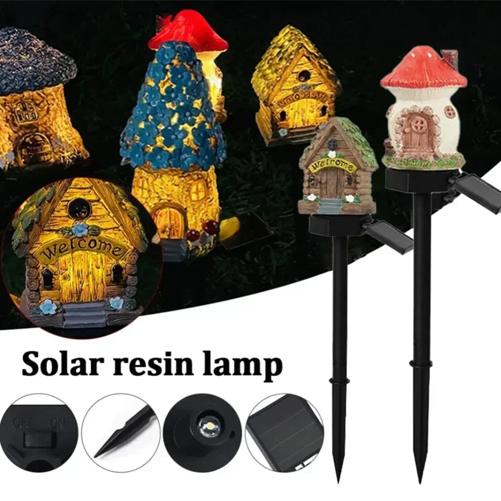 Carvallo Solarlampa Sagohus | Varmvitt LED-ljus | Väderbeständig & trådlös | För trädgård, balkong & blomrabatt Carvallo