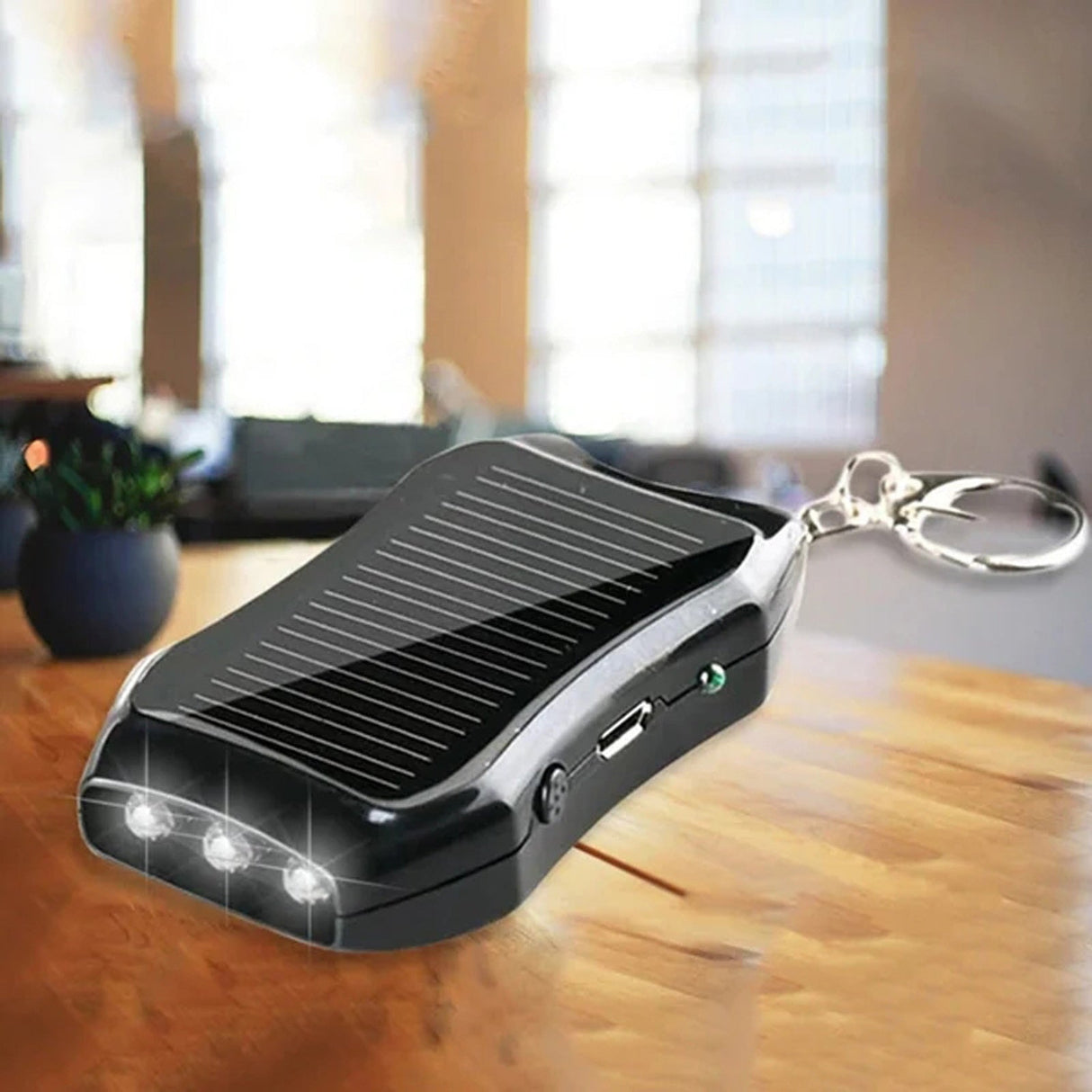 Solcellsficklampa Power Bank Nyckelring-Electronics-Hemnix-Svart-Hemnix