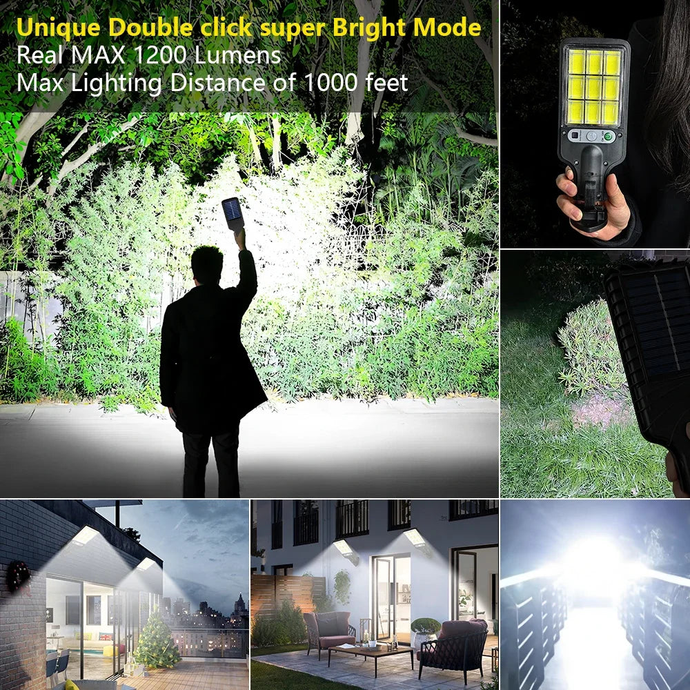 Carvallo MotionBright Solarlampa med rörelsesensor | IP65 Vattentät | Med fjärrkontroll & 3 ljuslägen | För trädgård, vägg & uppfart Carvallo