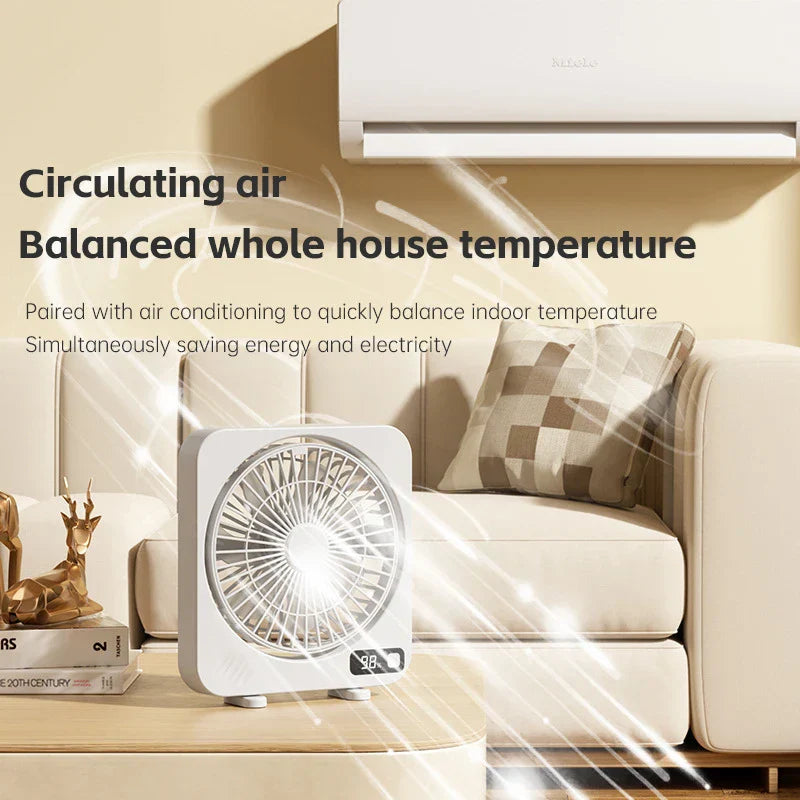 Carvallo USB-bordfläkt | 5-trins digital skærm | Bærbar & stille | Til kontor, skole & hjemme Carvallo