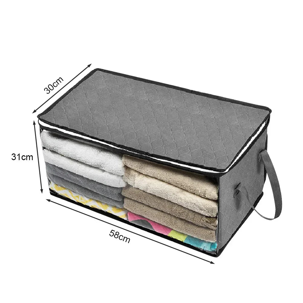 Carvallo Förvaringsväska ClothNest ClearBox | 58×31×30 cm | Med fönster och dragkedja | Filt-, tröja- & klädorganiserare för sovrum & garderob Carvallo