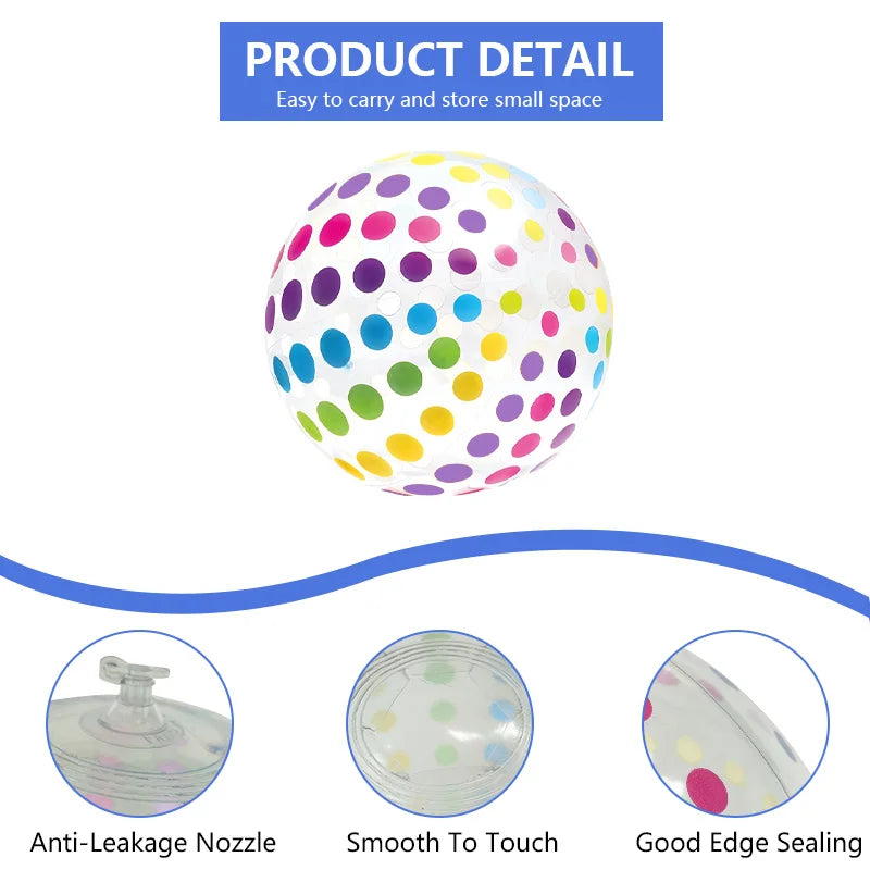 Carvallo Uppblåsbar Strandboll Transparent | Färgglada Randar | PVC Vattenboll för Pool & Fest | 27 cm Carvallo