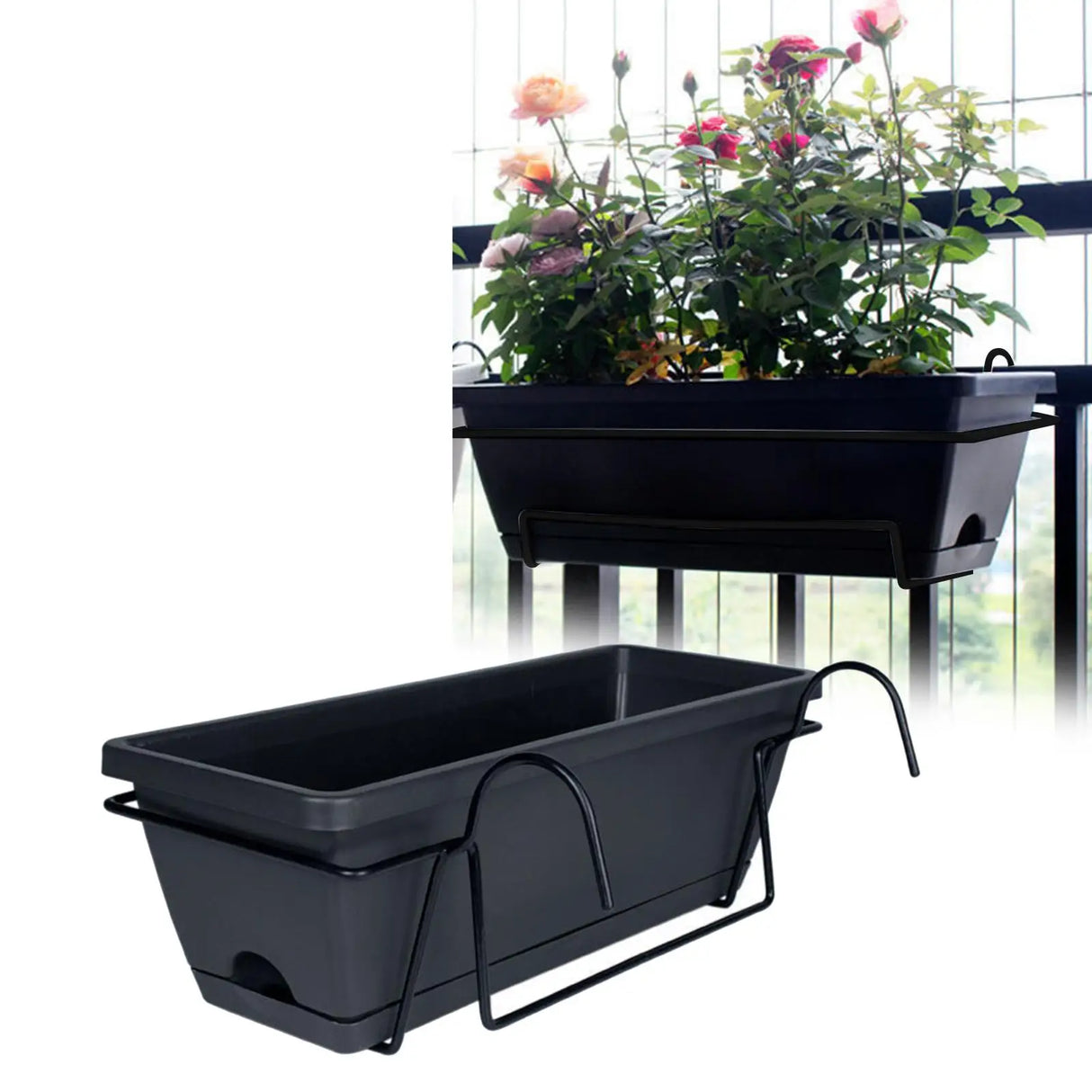 Carvallo planter box | For balcony railing | With drainage tray & suspension | Robust & weatherproof Carvallo