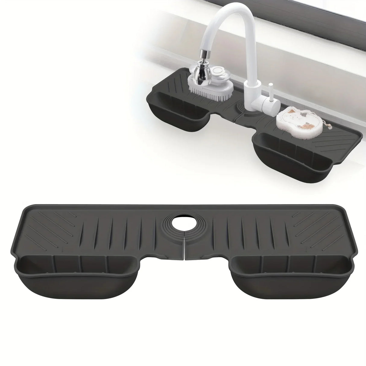 Carvallo Spülmatte | Rutschfast & mögelfri | Värmebeständig silikonavlastningsmatta för diskho & kran | Fällbar & diskmaskinssäker Carvallo