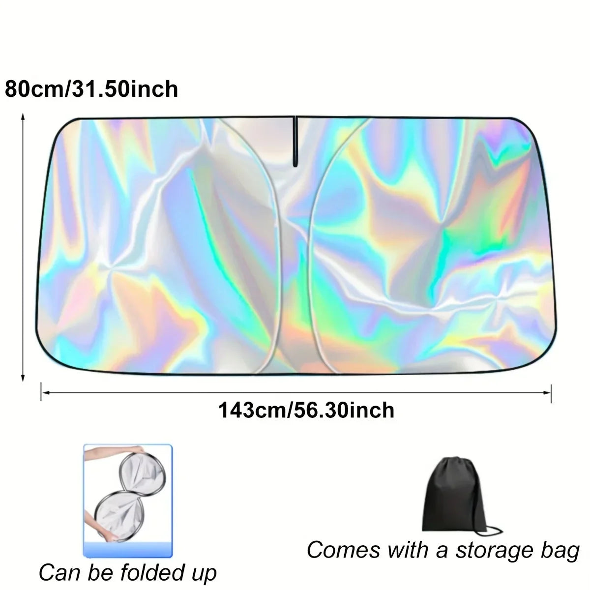 Carvallo Fällbart Bilsolskydd | Värmeskydd med Lasereffekt | UV-blocker för vindrutan | Reflekterande & Kompakt Carvallo