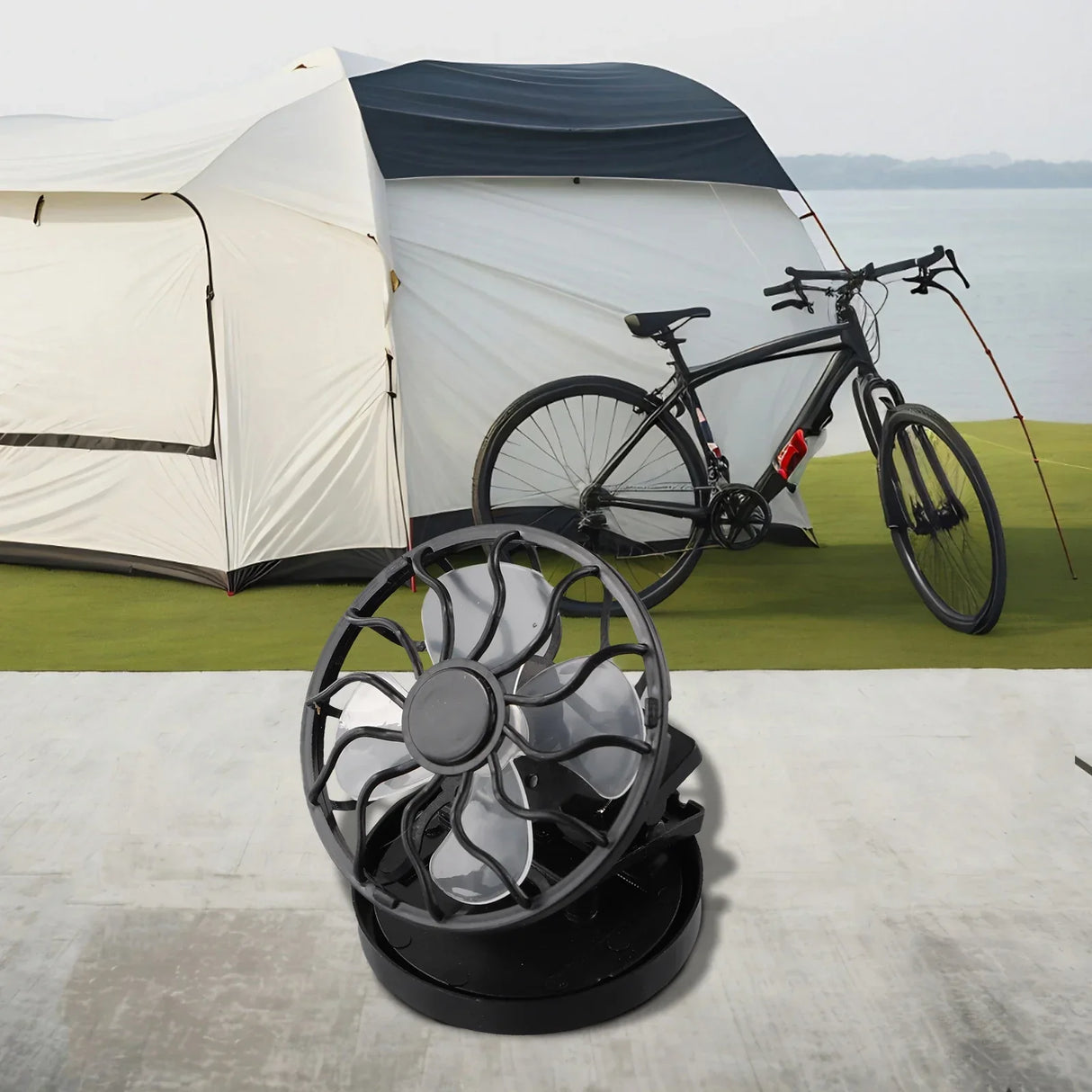 Carvallo-Ventilator SunBreeze ClipFan | Mini-Klämfläkt med solpanel | För utomhusaktiviteter, resor & sport | Handsfree-kylning Carvallo