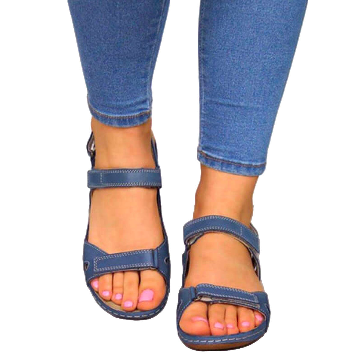 Sandaler med platt tå och kardborreband Bellasverige