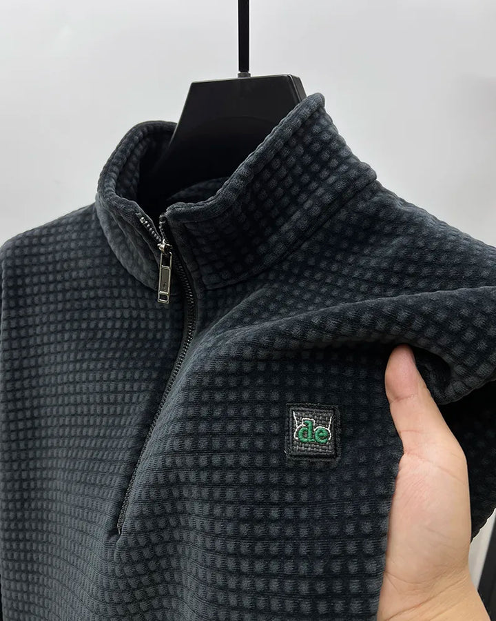 Herr Tröja Halvzip Alpaka Fleece Modern Design Komfortabel Stil-Tröjor-Hemnix-Mörkblå-M-Hemnix
