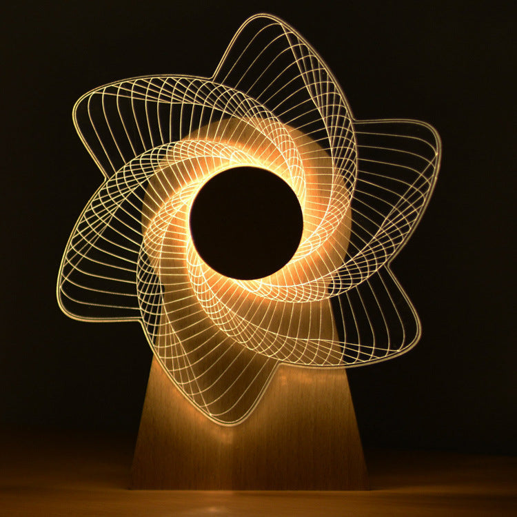 Art Deco träpinwheel-lampa – USB-laddnings-LED-lampa MILA Sverige