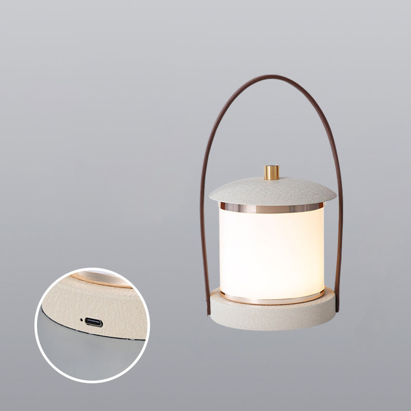 Portable LED Cylinder Lamp – Sleek Leather Look MILA Sverige