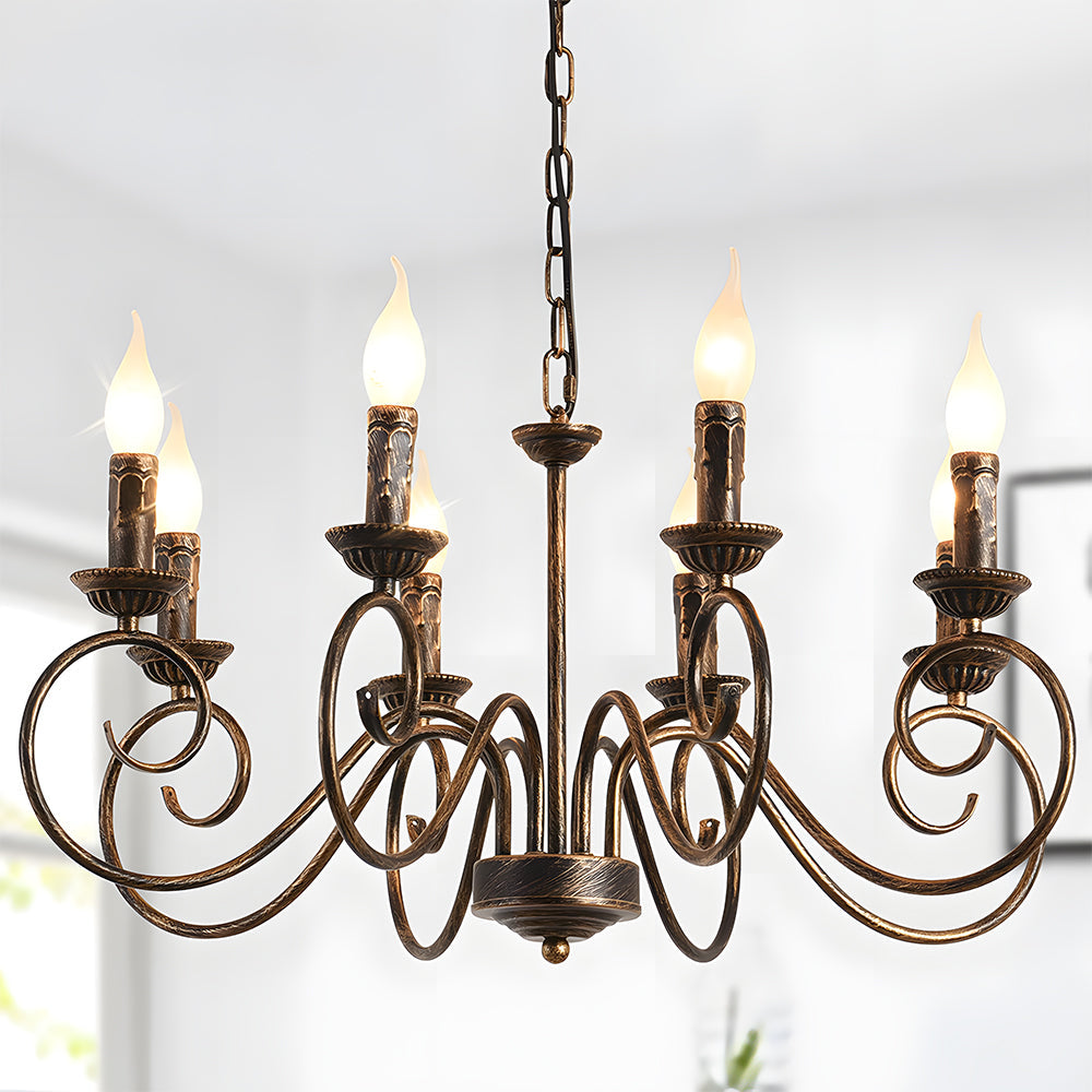 Vintage Bronze Chandlier | 4/6/8 Ljus Matsal Takarmatur i Järn | Brick by Brick Carvallo