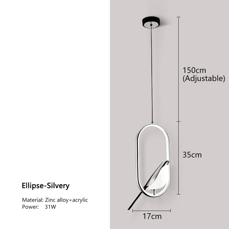 Svart Nordisk Skata LED Pendellampa – Stilig Inomhuschandelier för Kök och Sovrum Belysning Carvallo