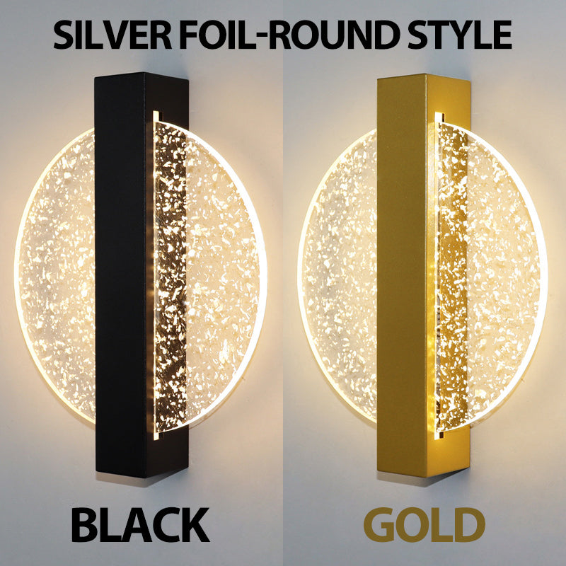 Modern LED Vägglampa med Guldblad Finish – Akryl Väggsconse för Inomhus Sovrum och Vardagsrum Belysning Carvallo