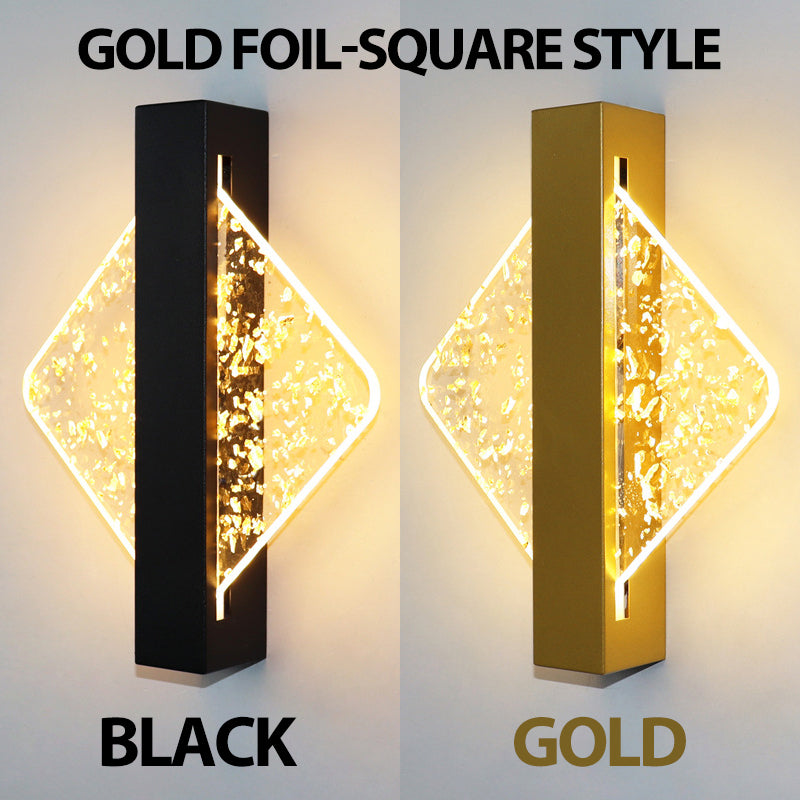 Modern LED Vägglampa med Guldblad Finish – Akryl Väggsconse för Inomhus Sovrum och Vardagsrum Belysning Carvallo