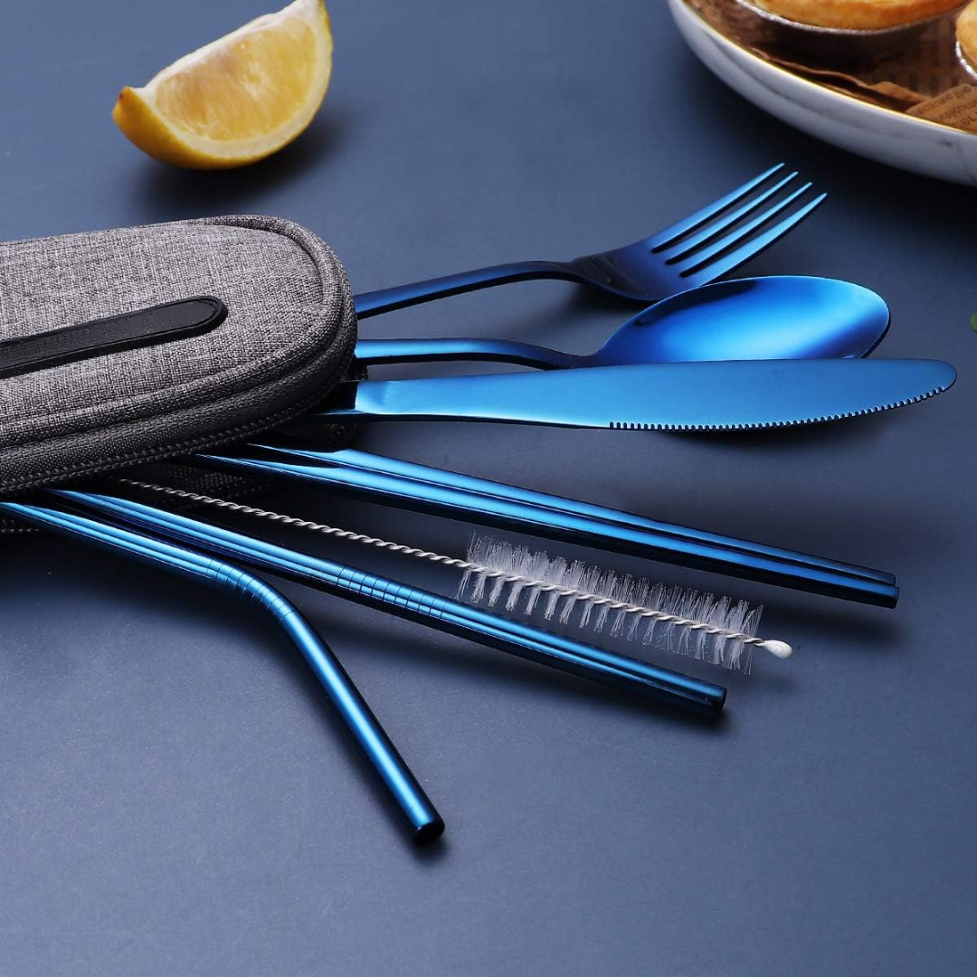 Carvallo GoCutlery | 4-delad för vägande | Rostfritt stål & BPA-fri | Med transportetui Carvallo