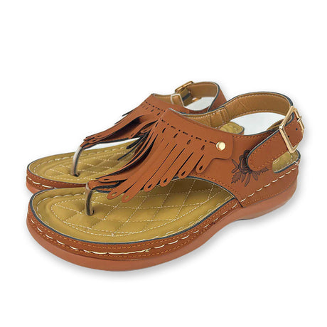 Strand sandaler med tofsar-Shoes for Women-Hemnix-Brun-35-Hemnix