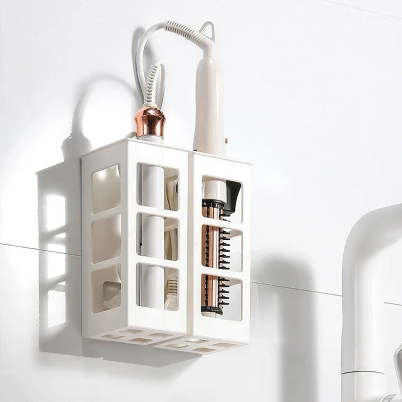 Carvallo Pro Värmehållare för Hårfön | Badrumsorganisation med Förvaringsfack | Platsbesparande Hårfönshållare & Stylingsstation Carvallo