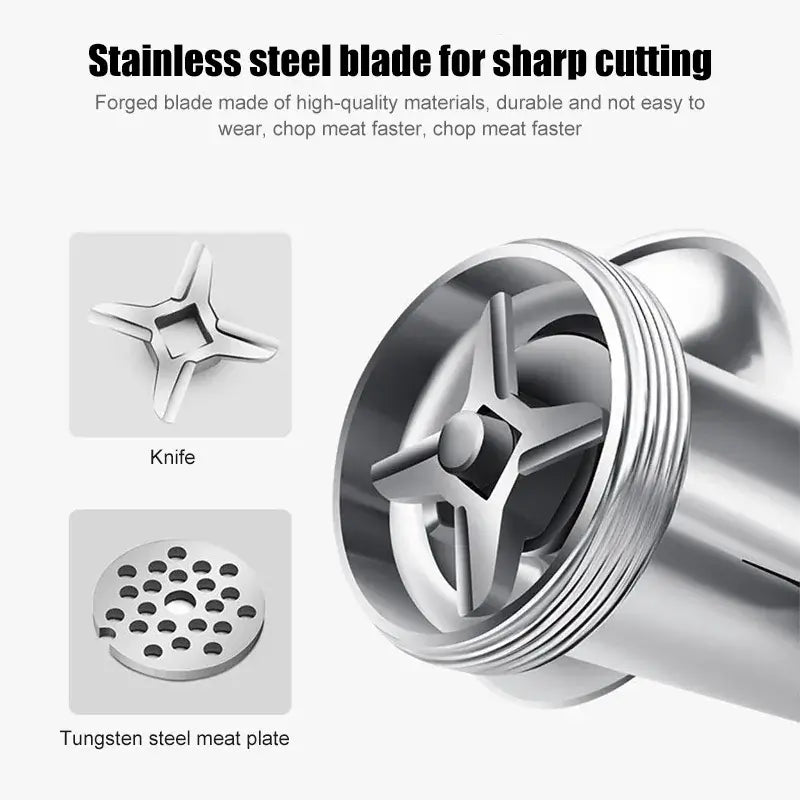 Royallure Manuell Rostfritt Stål Korvstoppare & Köttkvarn – Handvevad, Tungt Utförande Carvallo