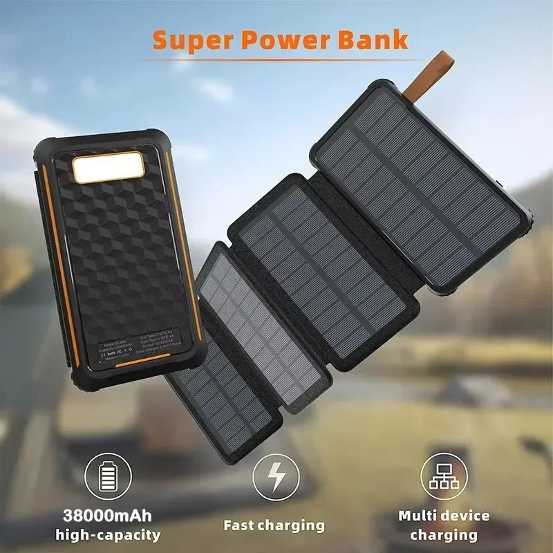Carvallo-Powerbank SunCharge Fold | Fällbart solpanel & USB-utgång | Vattentät & Utomhusvänlig | För mobil, camping & resor Carvallo