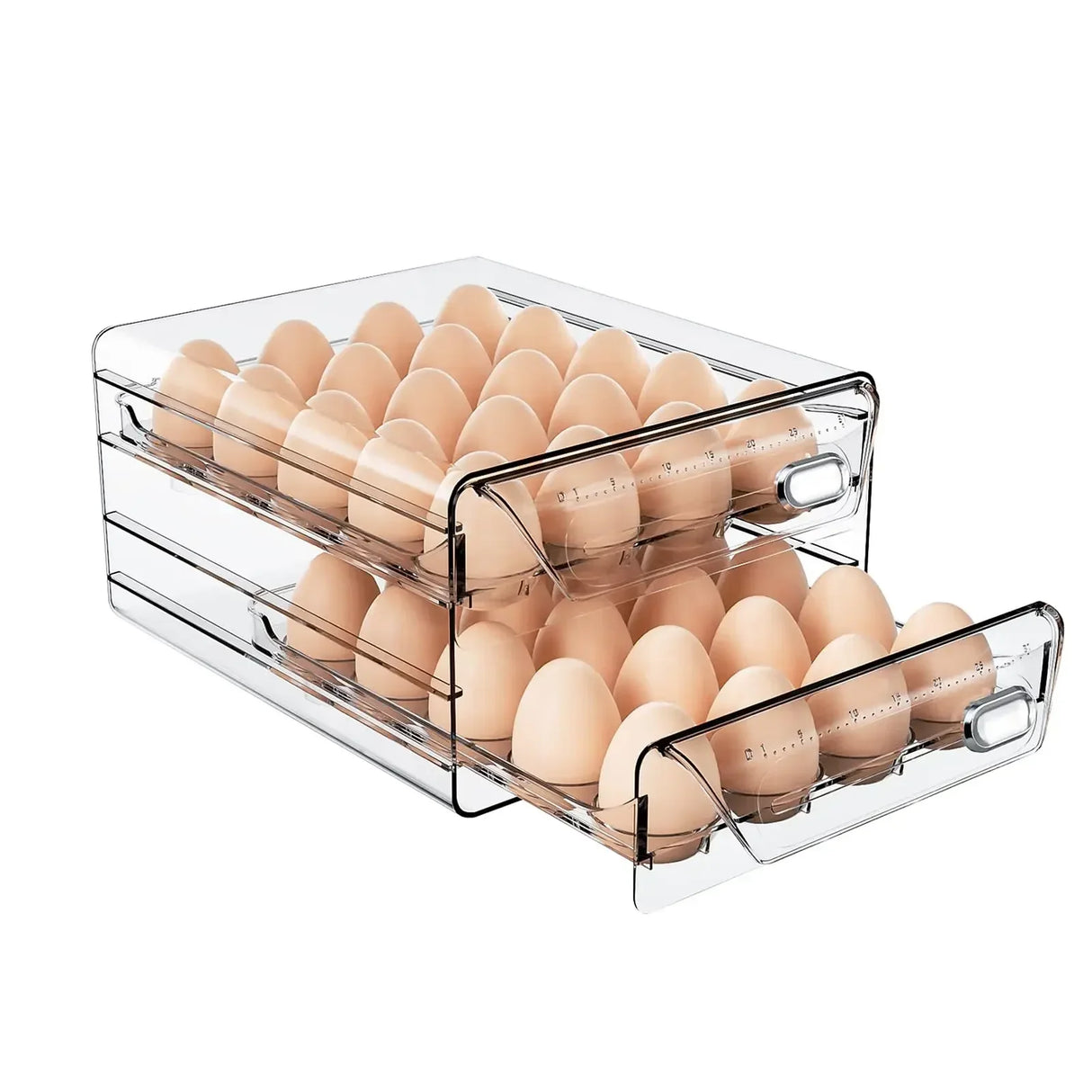 Carvallo KlarFresh | 60-tals äggställ med 2 lådor | Med datumvisning | Stapelbar & BPA-fri Carvallo