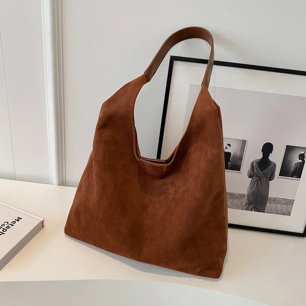 Skulderväska Faux Suede Mjuk Tote för Kvinnor Carvallo