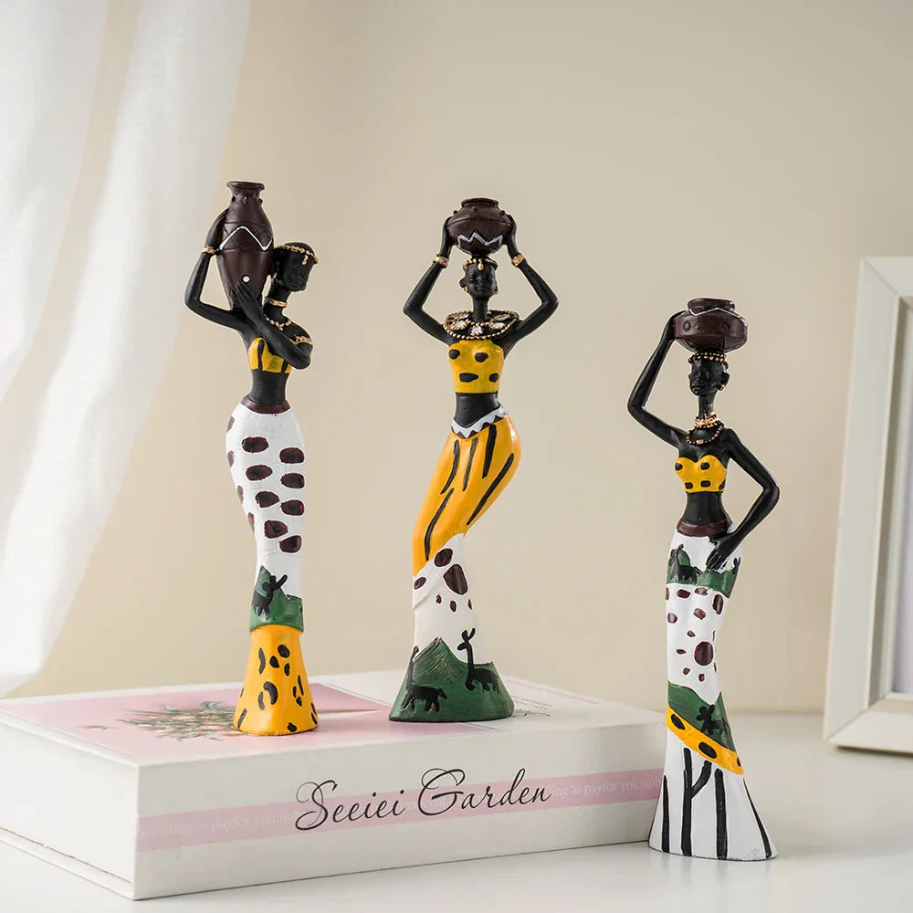 3 Pcs Oluwo Harvest Guardians Färgglada Handgjorda Figurer Carvallo